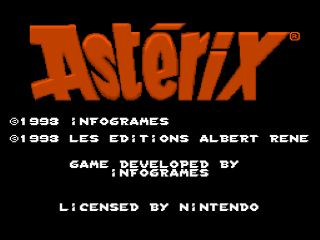 Asterix title screen for Super Nintendo